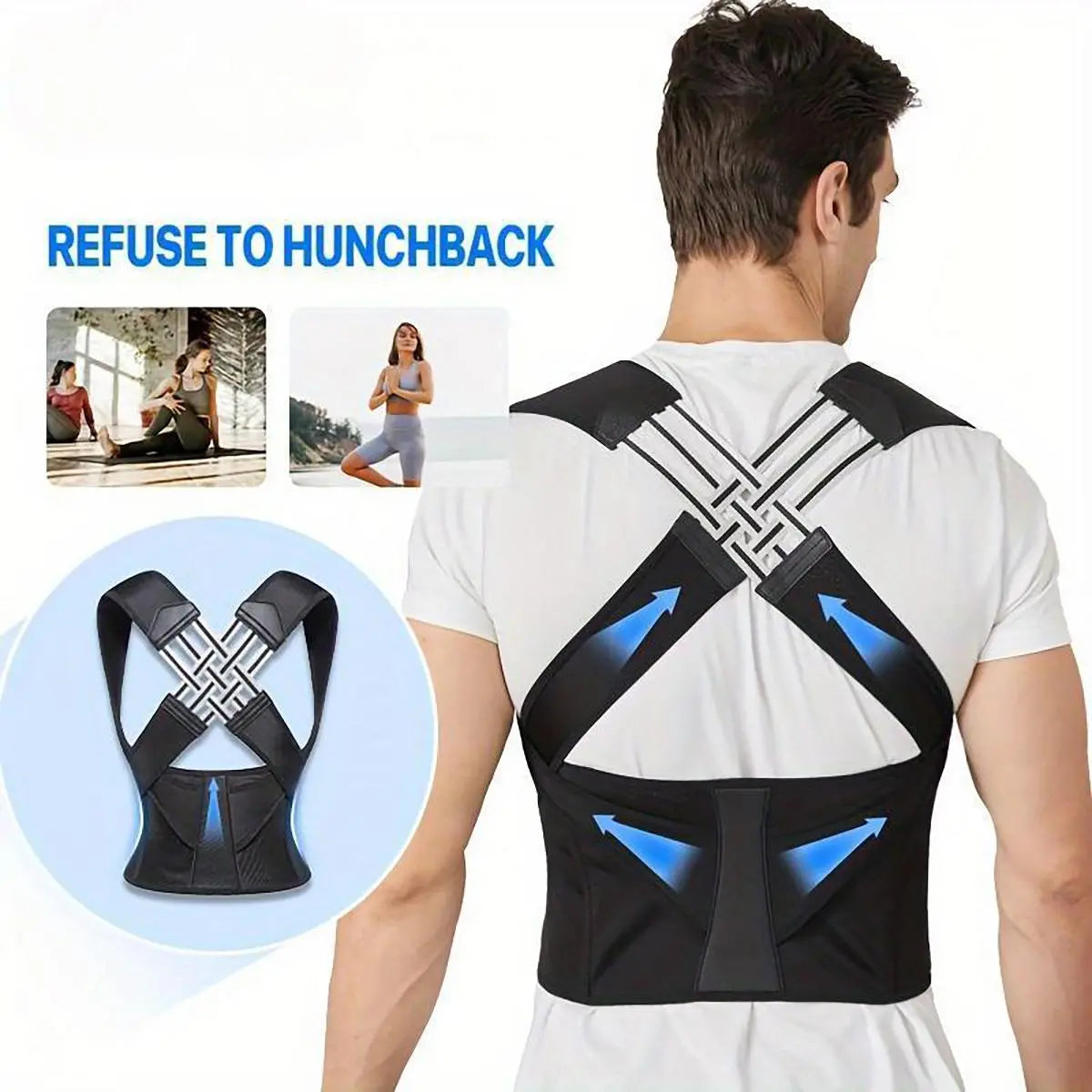 Unisex Adjustable 2.0 Posture Support Brace for Upper Back and Scoliosis Correction, Ideal for Home and Gym Use