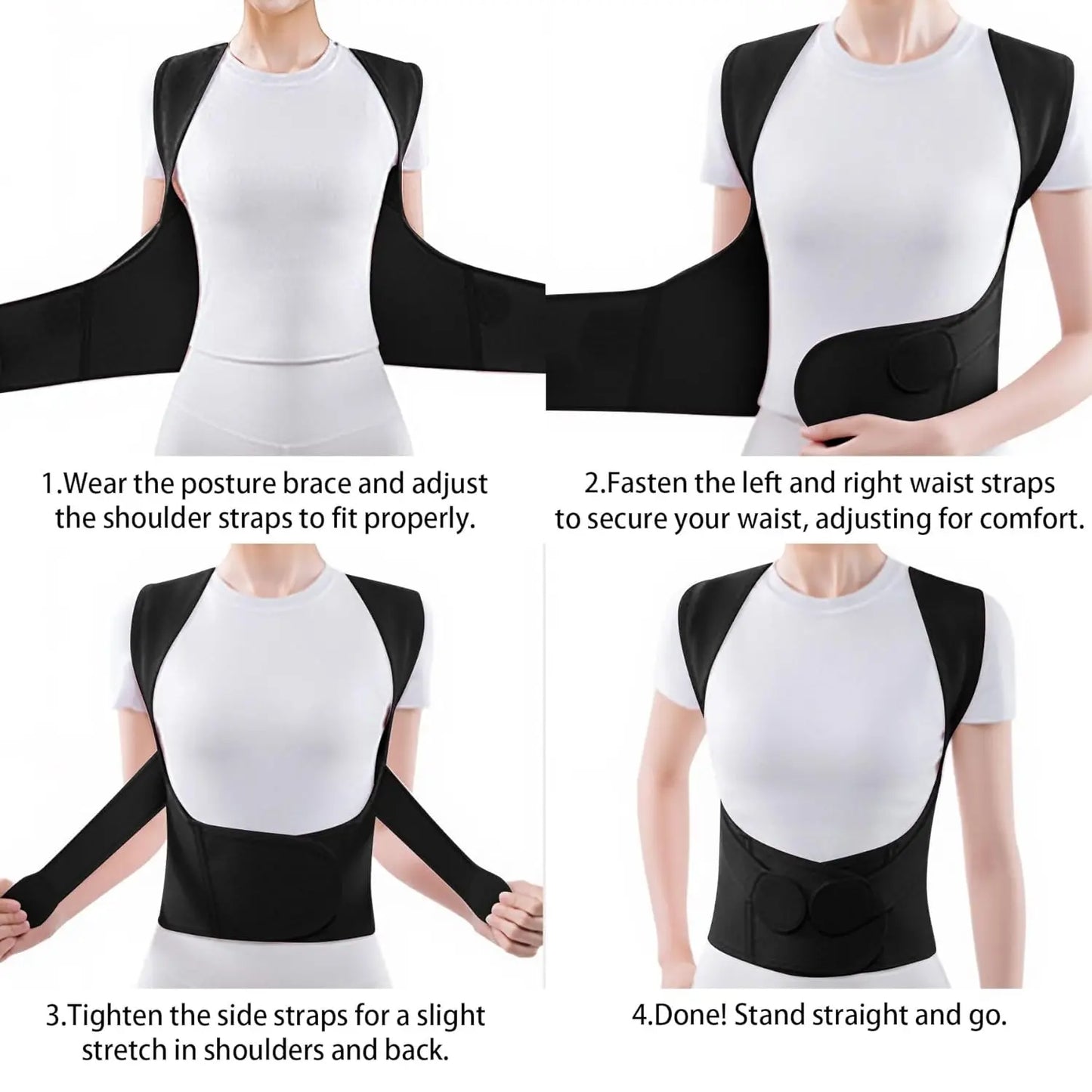 Unisex Adjustable 2.0 Posture Support Brace for Upper Back and Scoliosis Correction, Ideal for Home and Gym Use
