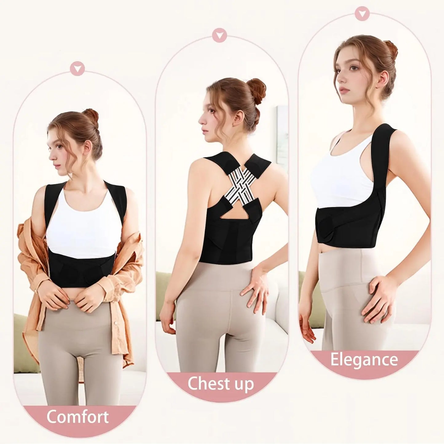 Unisex Adjustable 2.0 Posture Support Brace for Upper Back and Scoliosis Correction, Ideal for Home and Gym Use