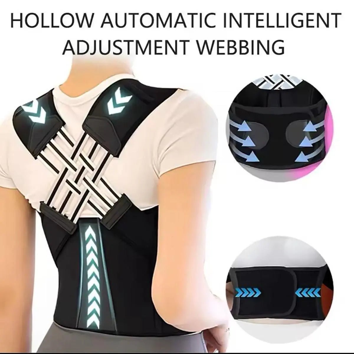 Unisex Adjustable 2.0 Posture Support Brace for Upper Back and Scoliosis Correction, Ideal for Home and Gym Use